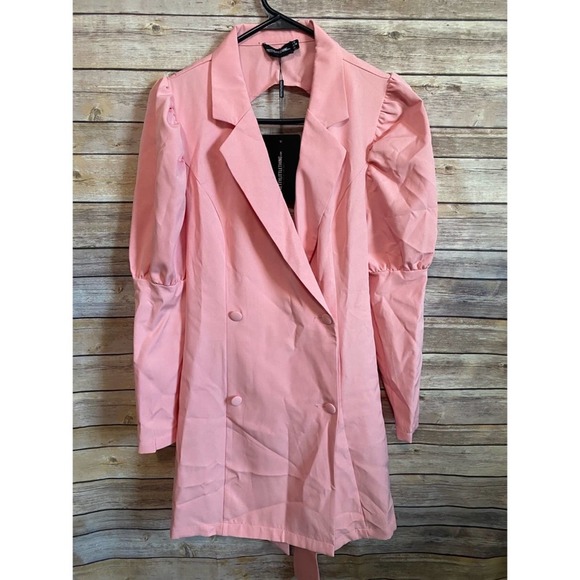 Pretty Little Thing Dusty Pink Bow Detail Open BackBlazer Dress Size 6 - Picture 2 of 7